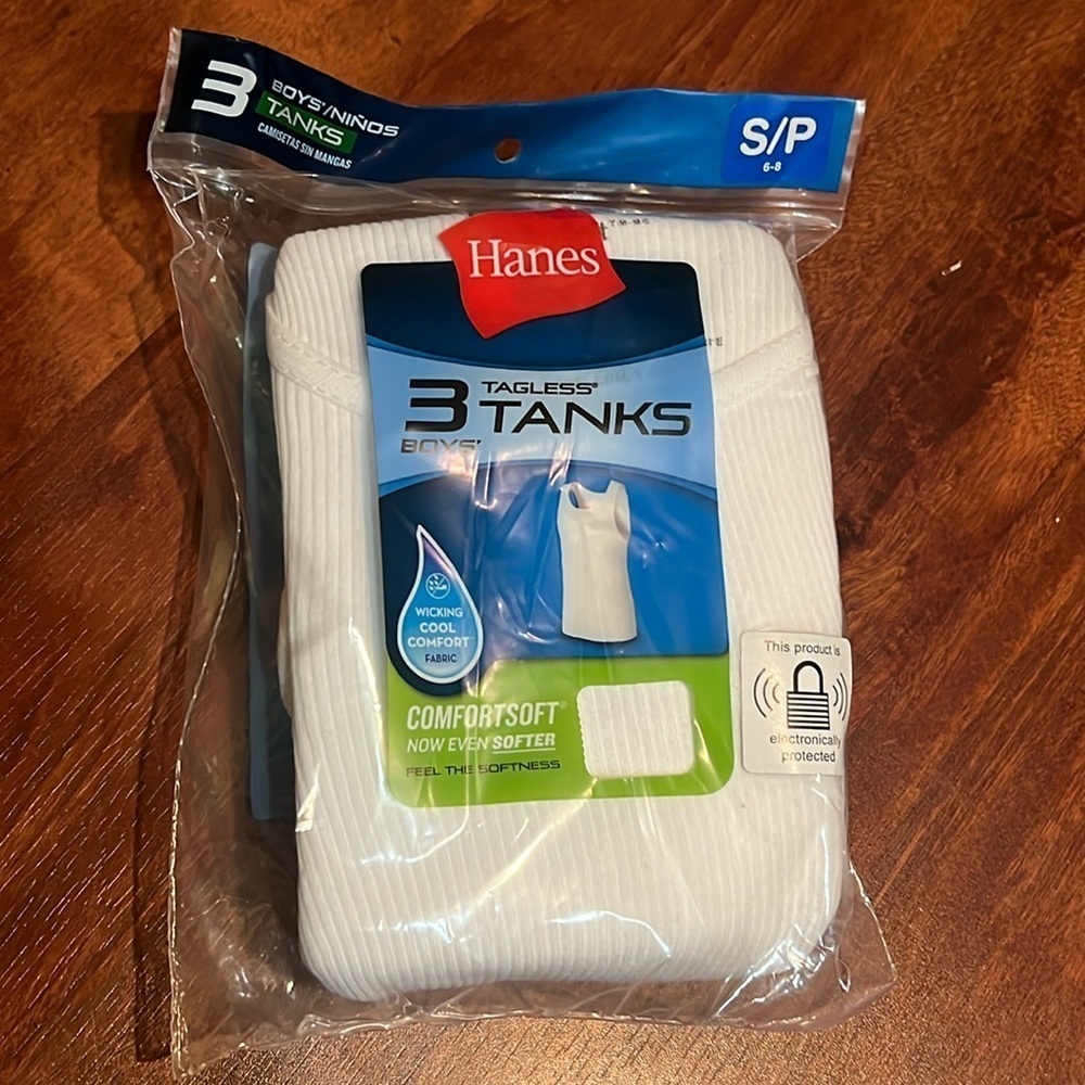 NWT pack of 3 white hanes tagless boys tanks